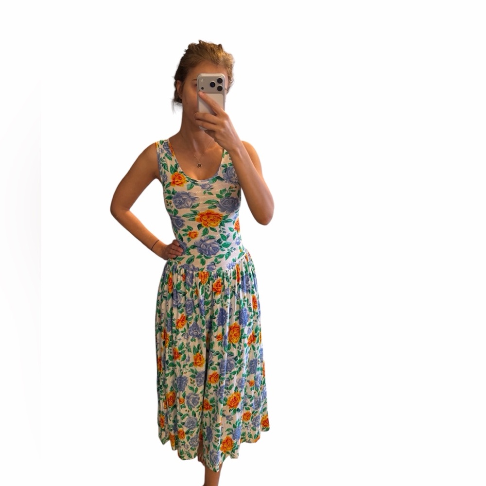 Vtg Redian Made in Italy floral midi dress size Xs